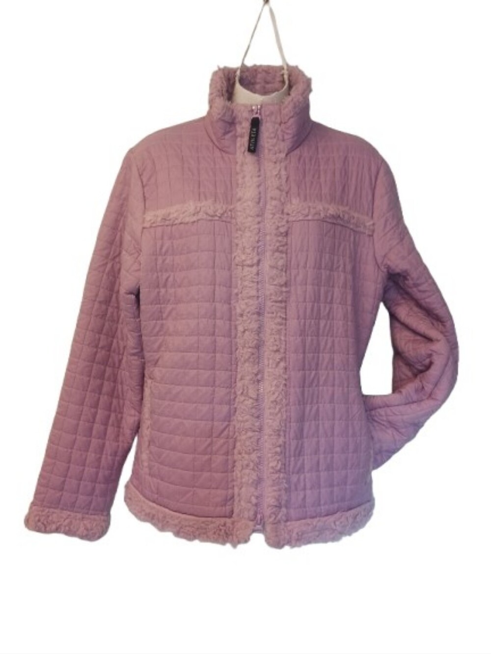 Athleta Quilted Jacket Womens Purple Fleece Full Zip Coat  Size: M